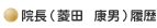 院長(菱田康男)履歴